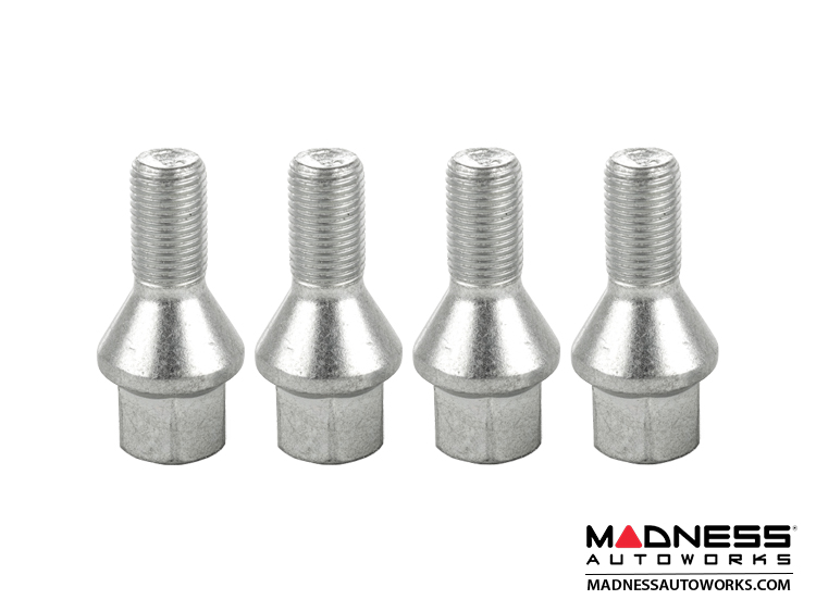 MINI Cooper Lug Bolt Set by Farad - Set of 4 - M14x1.25 - 60° Cone Seat - Silver (R55/ R56/ R57/ R58/ R59 Models)